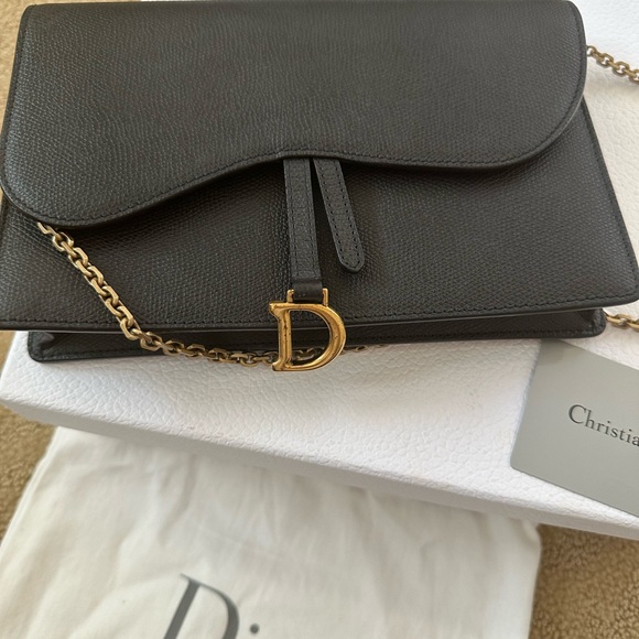 Dior Saddle Wallet on Chain bag. Black - Picture 1 of 8